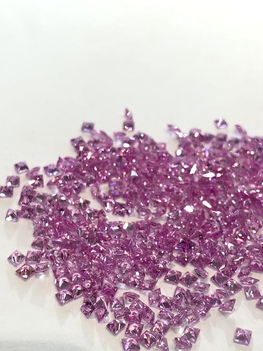 Natural Pink Sapphire Princess Cut Gemstone Layout – Loose Calibrated Set for Jewelry Making, 30 Pcs, 2.5mm