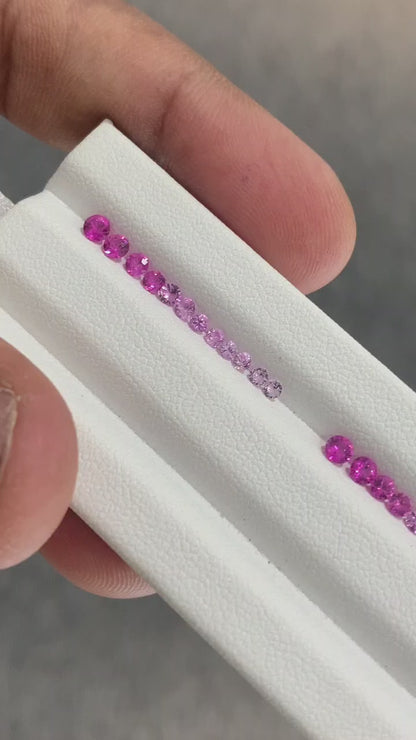 Natural Pink Sapphire Ombre Set 12 Pieces | Dark to Light Shade Gradient | Round Loose Gemstones for Pendant | Genuine Unheated