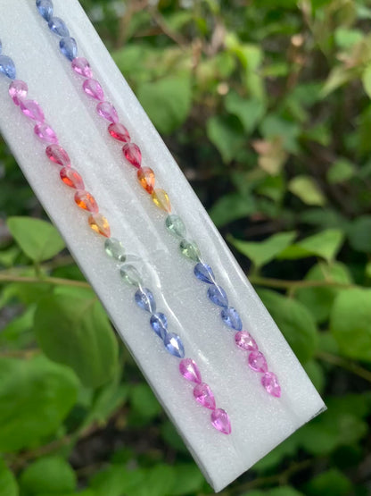 Natural Rainbow Sapphire Pear Cut Gemstone Set | 5x3mm | 24 Pieces