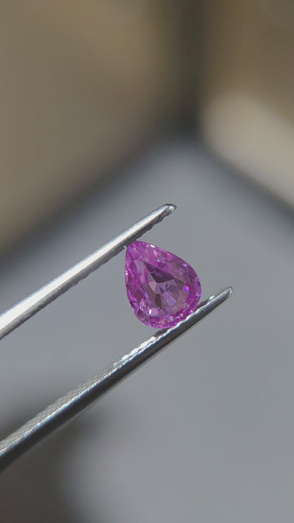 Natural Pink Sapphire Pear Cut 1.02 Carat Loose Gemstone 6.9x5.3mm Fine Quality