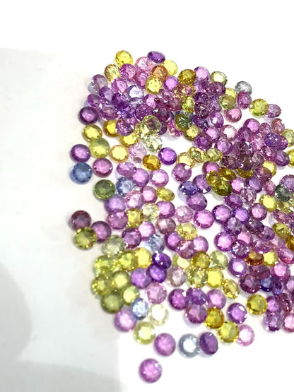 Natural Fancy Sapphire Rose Cut Rounds – 4mm | Pastel Multi-Color | Unheated | Madagascar | 10 Stone Lot