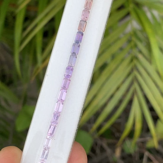 Natural fancy sapphire emerald cut 5x3mm pastel tennis bracelet video