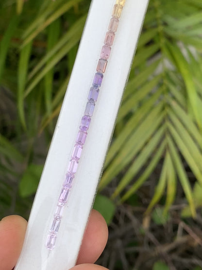 Natural fancy sapphire emerald cut 5x3mm pastel tennis bracelet video