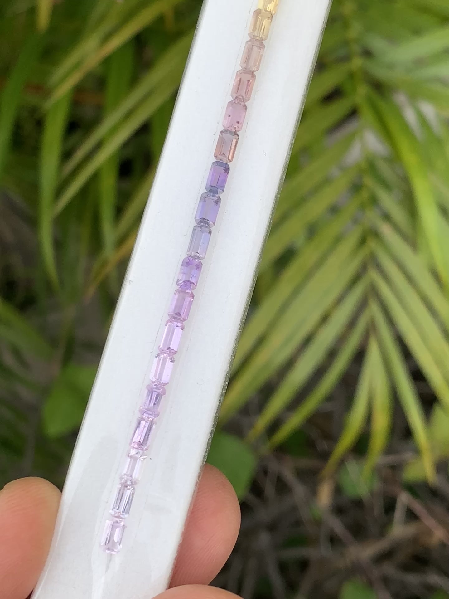 Natural fancy sapphire emerald cut 5x3mm pastel tennis bracelet video