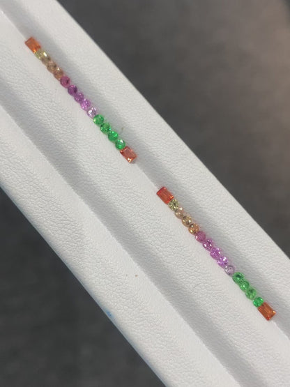 2mm Round & 3x2mm Baguette Rainbow Sapphire Loose Stones Set Natural Gemstones for Jewelry Making