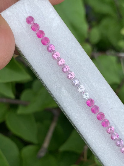 Pink Ombre Sapphire Round Loose Stones Set for Tennis Bracelet Natural Gradient 6.64 Carats