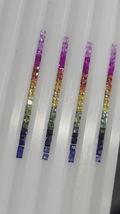 2.2mm Princess Cut Rainbow Sapphire Loose Stones Set