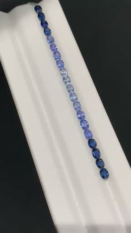 4x3mm Natural Blue Sapphire Oval Ombre Full Eternity Ring Set | 20 Pieces | Dark to Light Gradient | Calibrated Loose Gemstones