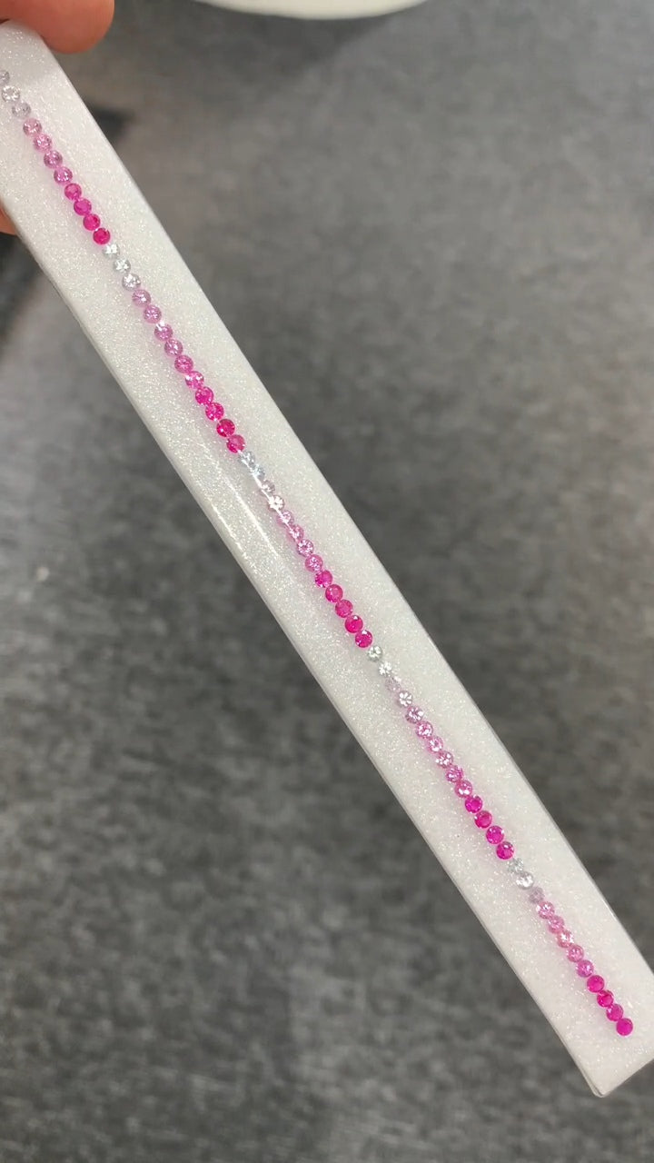 2.8mm pink ombre sapphire tennis bracelet, photo 3