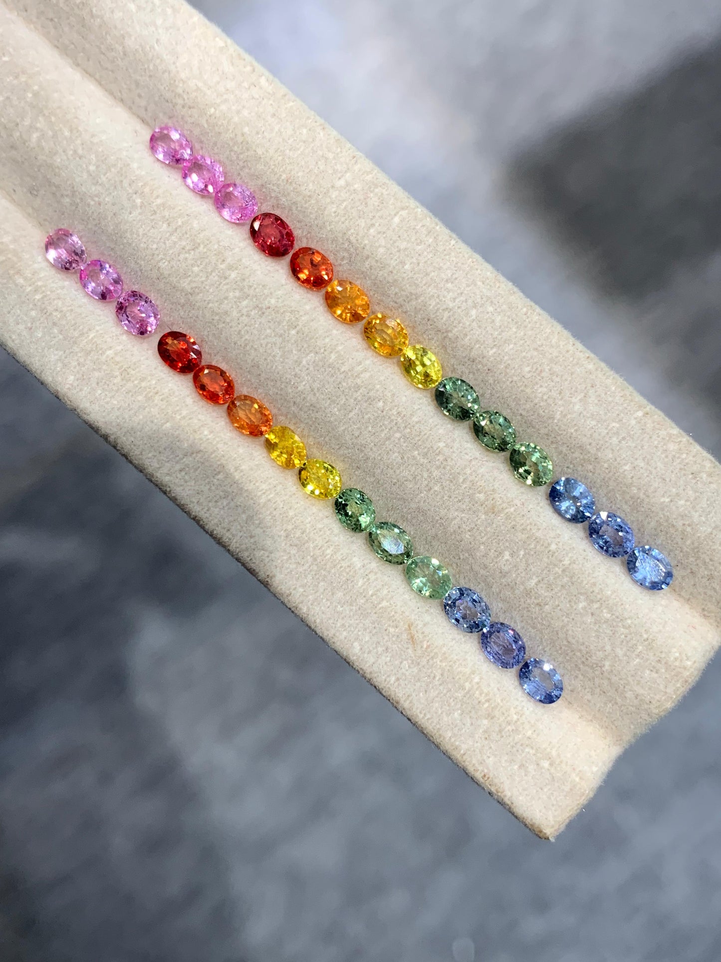 4x3mm rainbow sapphire oval ring, 14pc, photo 3