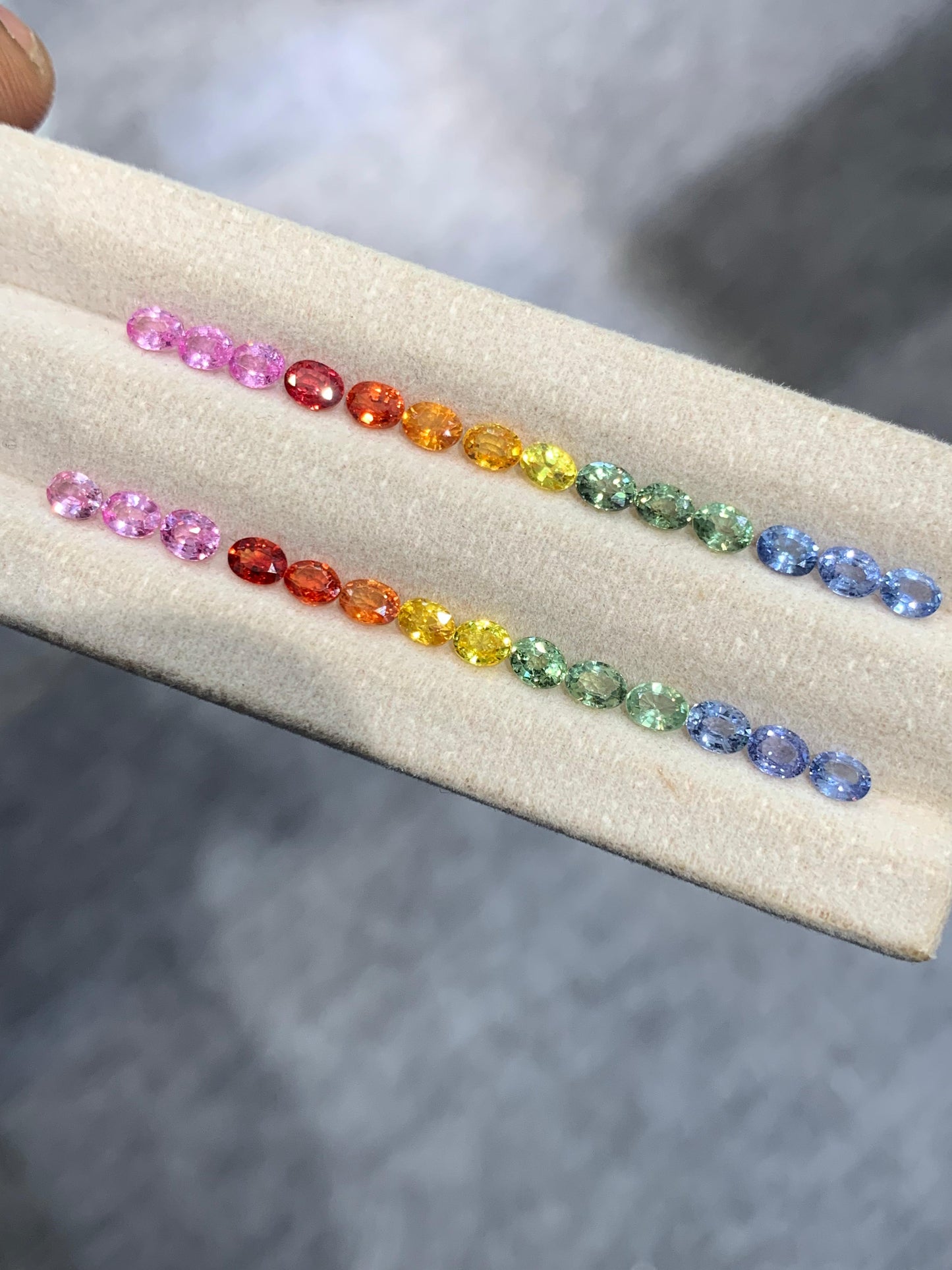 4x3mm rainbow sapphire oval ring, 14pc, photo 2