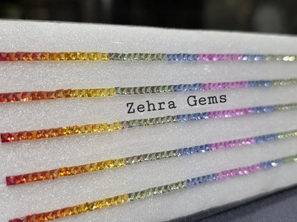 2.3mm rainbow sapphire princess bracelet, photo 4