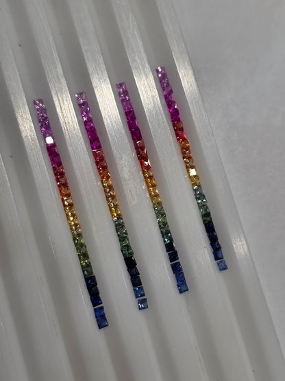 2.2mm princess cut rainbow sapphire set, photo 6