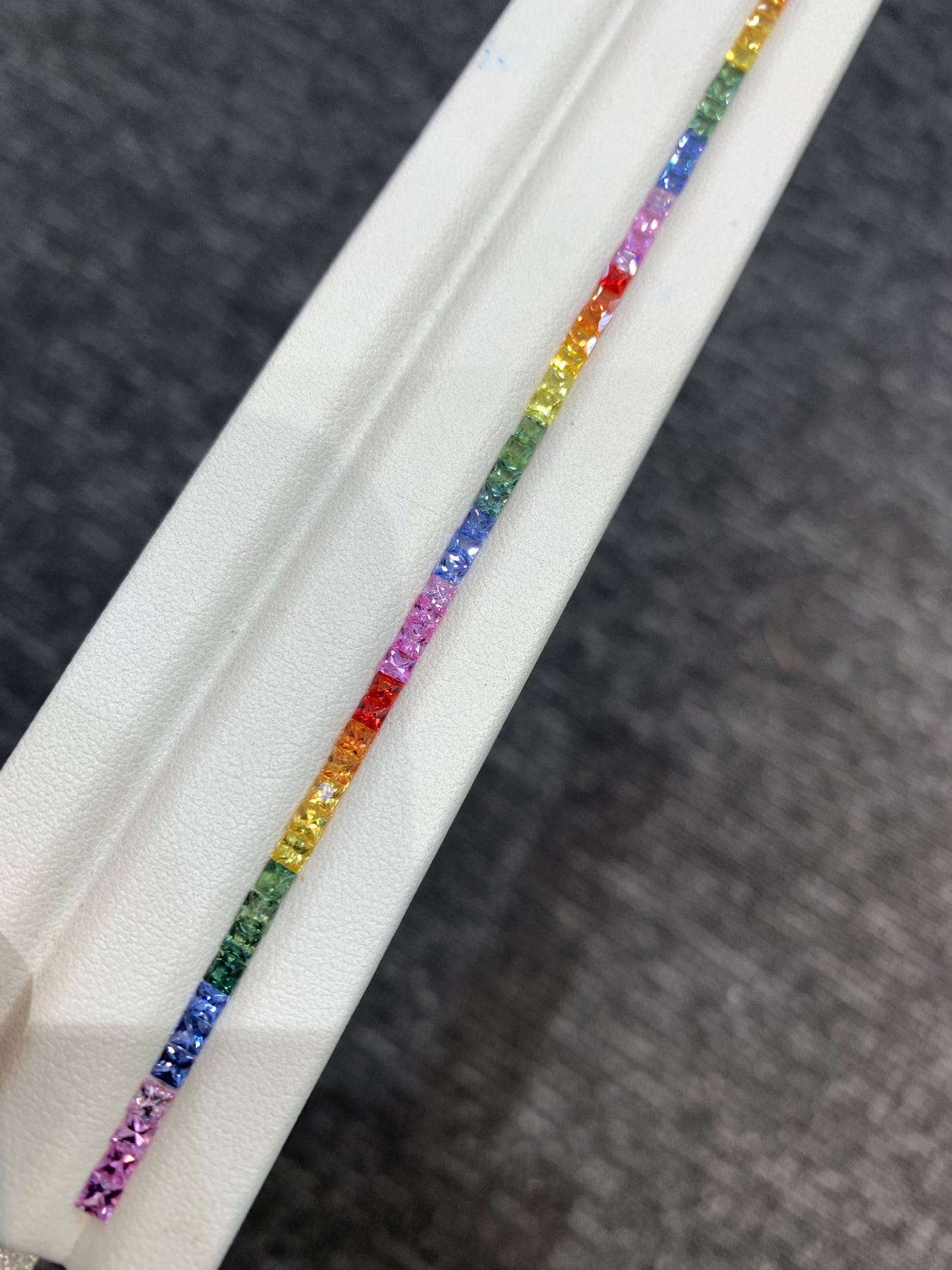 2.5mm Natural Rainbow Sapphire Princess Cut Loose Stones Set for Tennis Bracelet – 72 Pieces Calibrated Gemstones