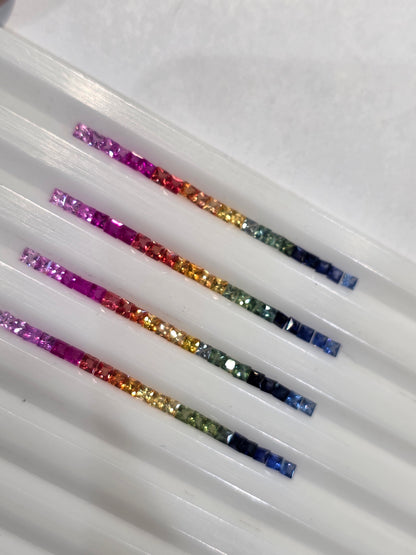 2.2mm princess cut rainbow sapphire set, photo 4