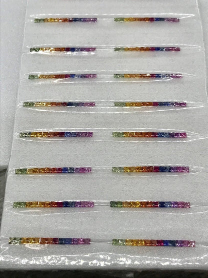 2.3mm princess cut rainbow sapphire set, photo 5