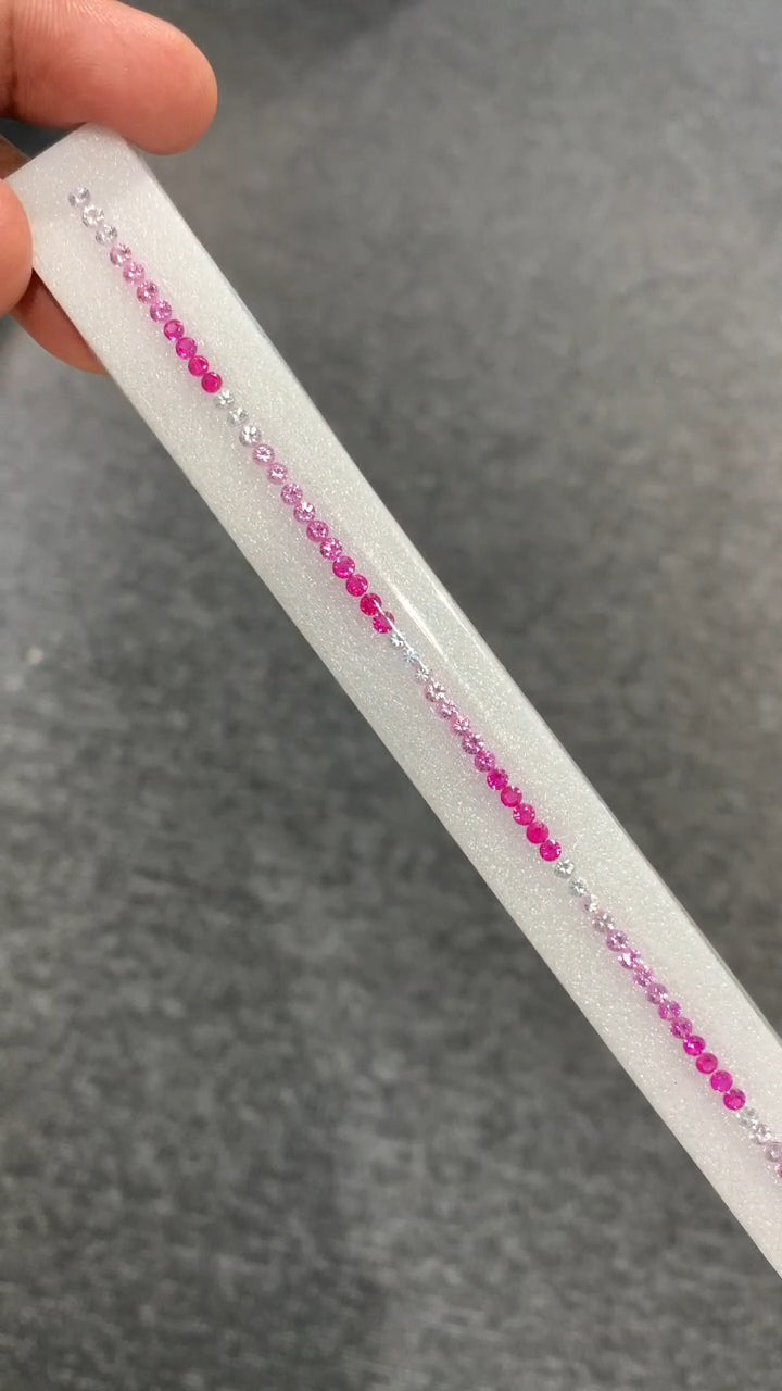 2.8mm pink ombre sapphire tennis bracelet, photo 4