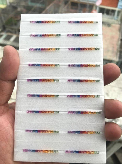 2.3mm princess cut rainbow sapphire set, photo 2