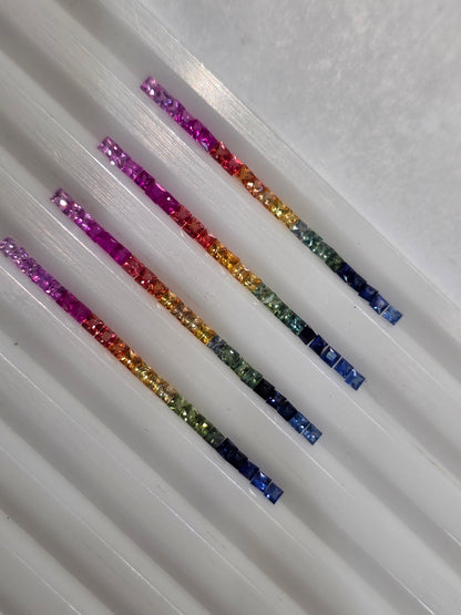2.2mm princess cut rainbow sapphire set, photo 5