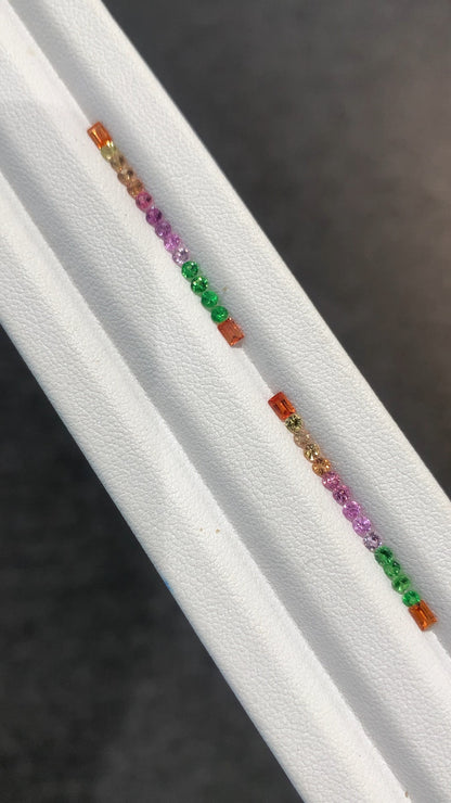 2mm rainbow sapphire and tsavorite set, photo 2