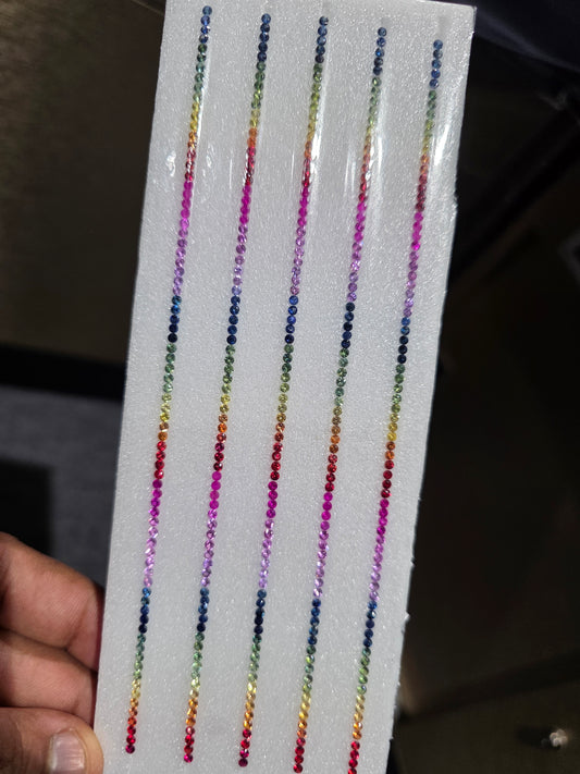 2.3mm Round Rainbow Sapphire Tennis Bracelet Set – 78 Pieces, 7-Inch, Vibrant Multi-Color Sapphires