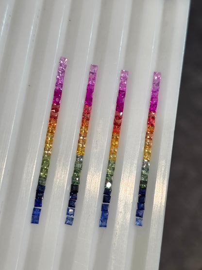 2.2mm princess cut rainbow sapphire set, photo 3
