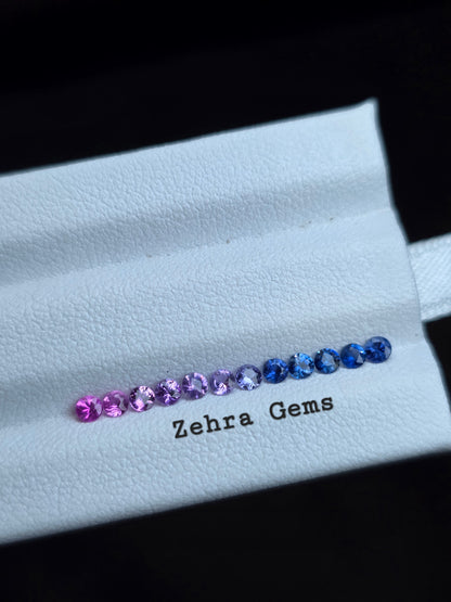 2.3mm fancy sapphire loose gemstone set, photo 1