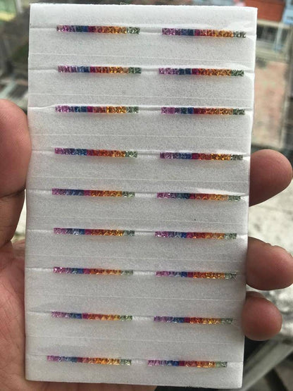 2.3mm princess cut rainbow sapphire set, photo 4