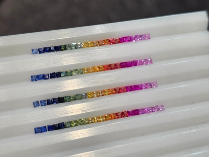 2.2mm princess cut rainbow sapphire set, photo 1