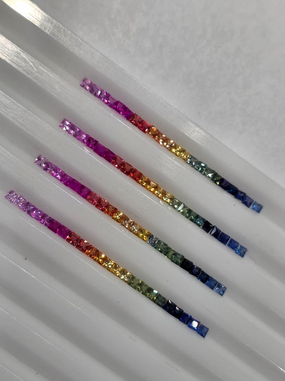 2.2mm princess cut rainbow sapphire set, photo 2