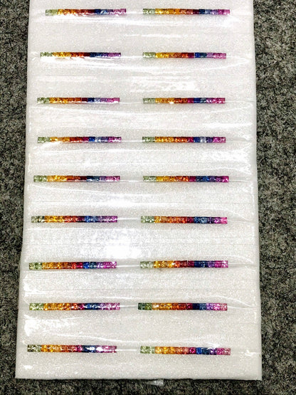 2.3mm princess cut rainbow sapphire set, photo 3