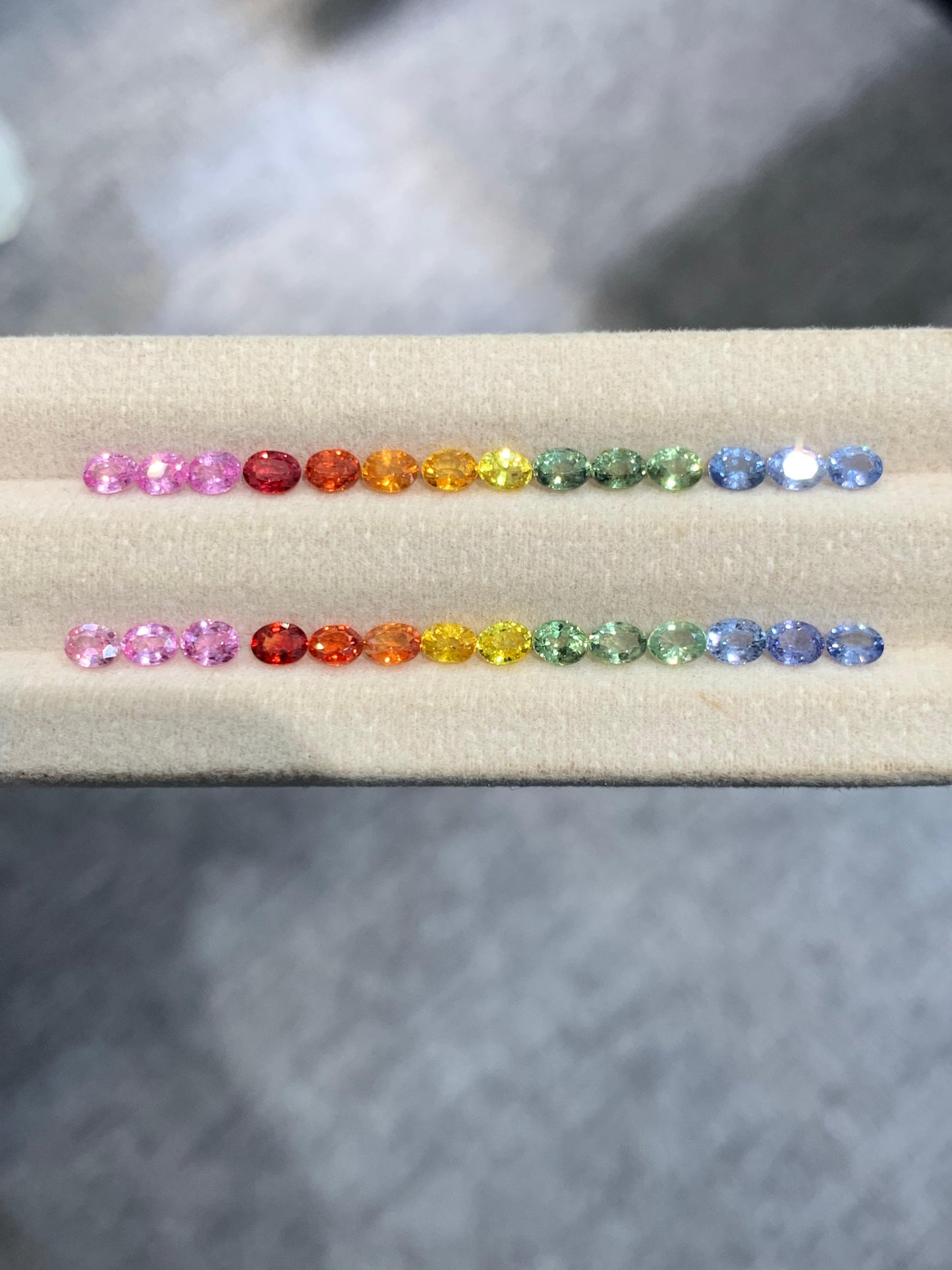 4x3mm rainbow sapphire oval ring, 14pc, photo 1