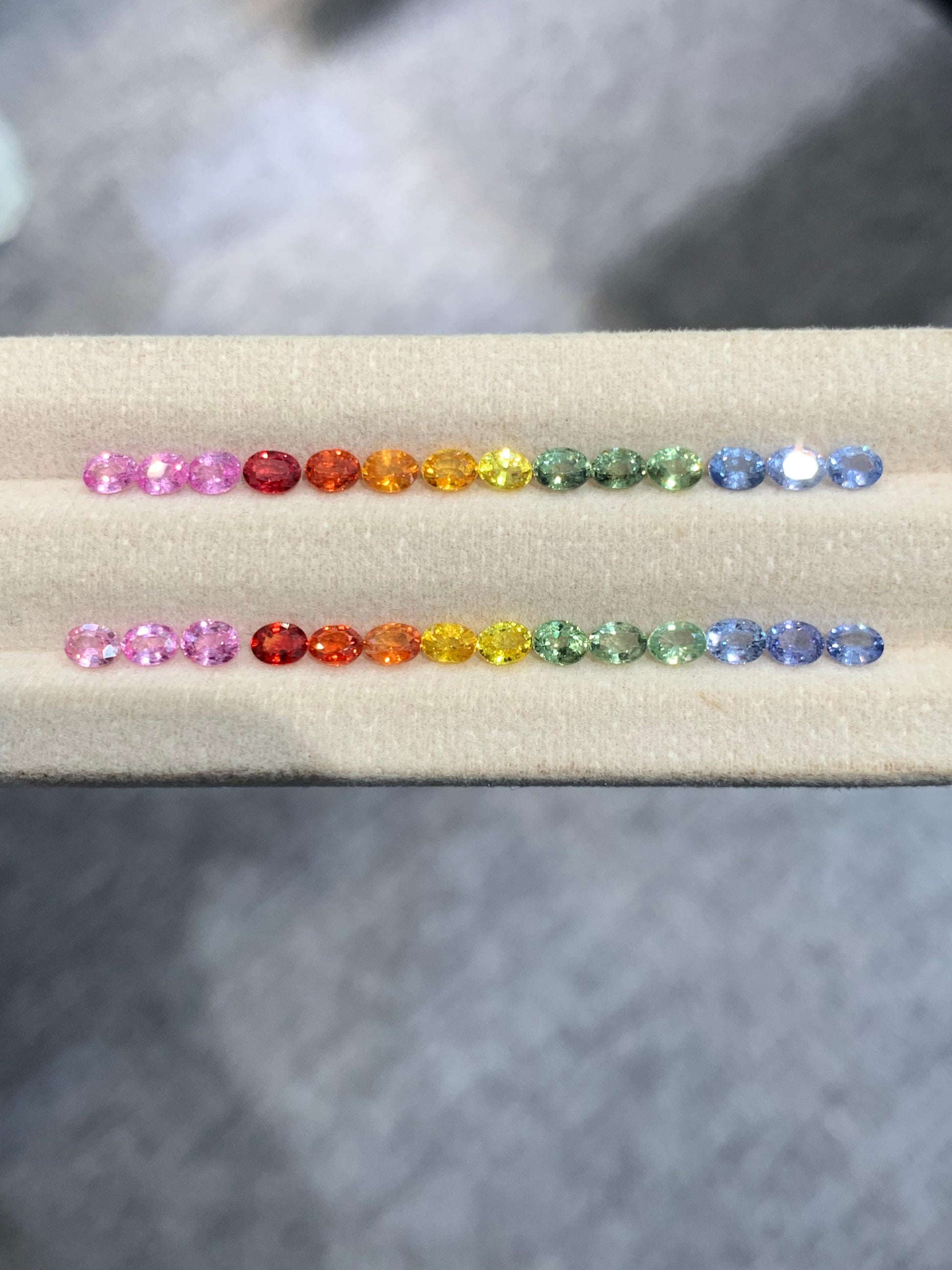 4x3mm rainbow sapphire oval ring, 14pc, photo 1