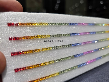2.3mm rainbow sapphire princess bracelet, photo 3